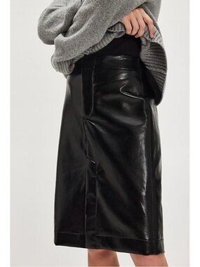 CITIZENS OF HUMANITY Leather Nara Pencil Skirt in Black